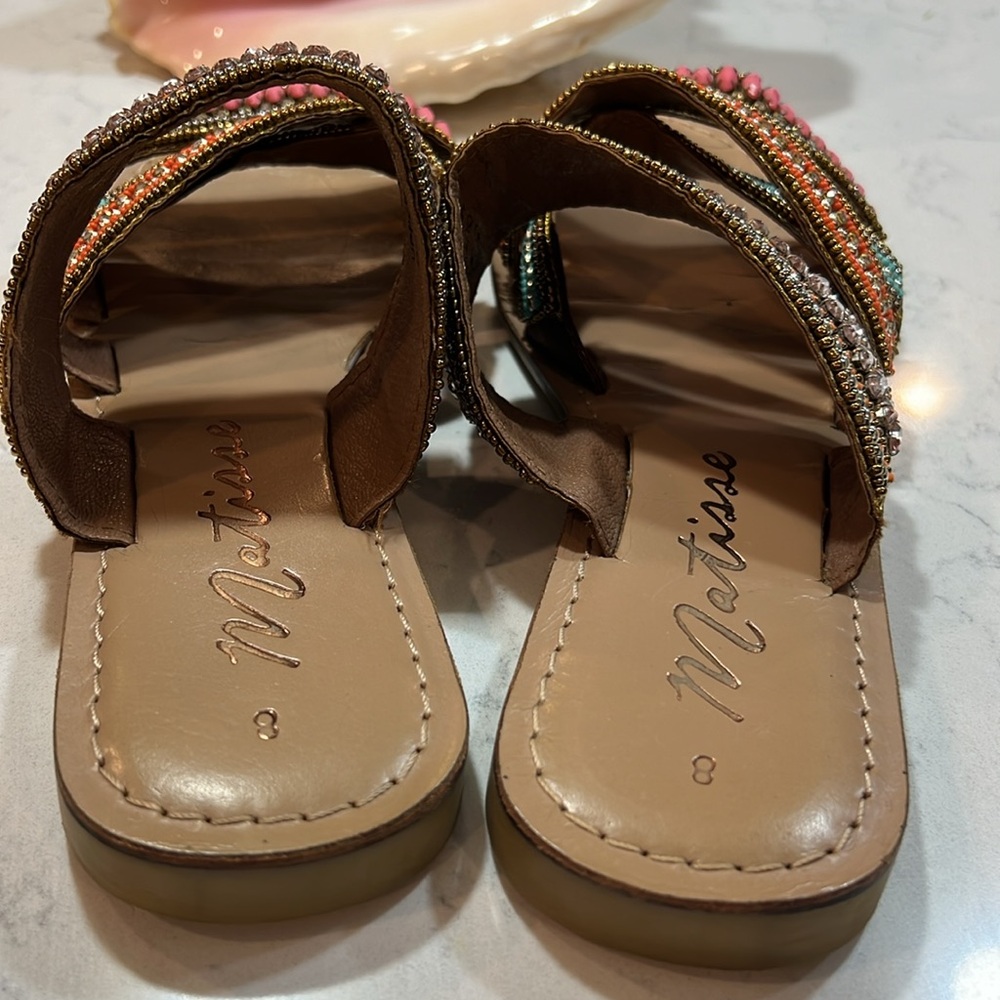 Matisse Leather Korbin slip on multicolored bead embellished sandals sz8 - Picture 7 of 14